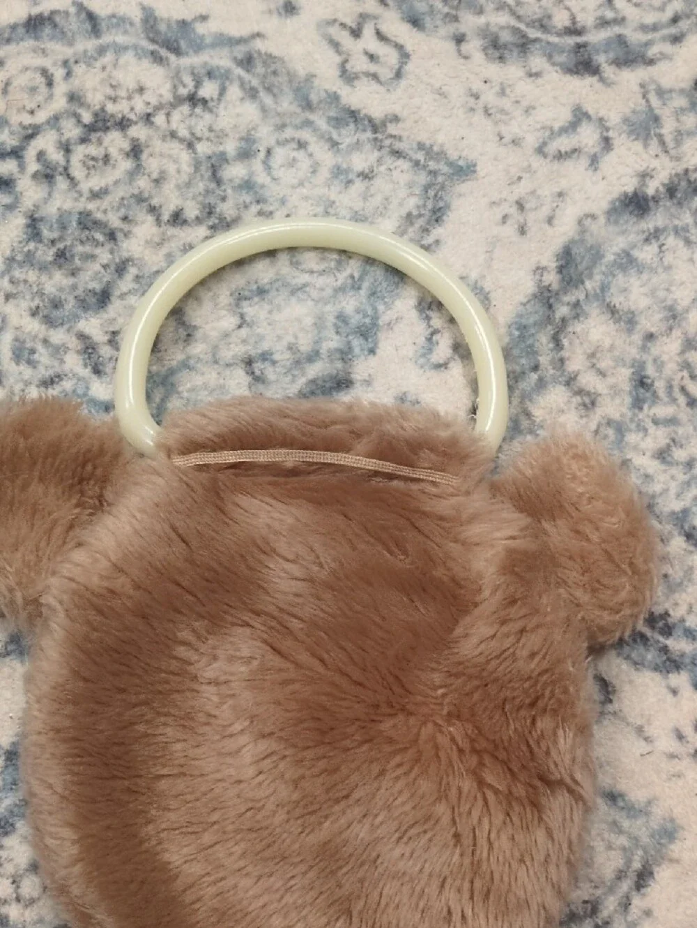 Russ Berrie Brown Plush Koala Handbag with White Ears and Pink & Blue Flower